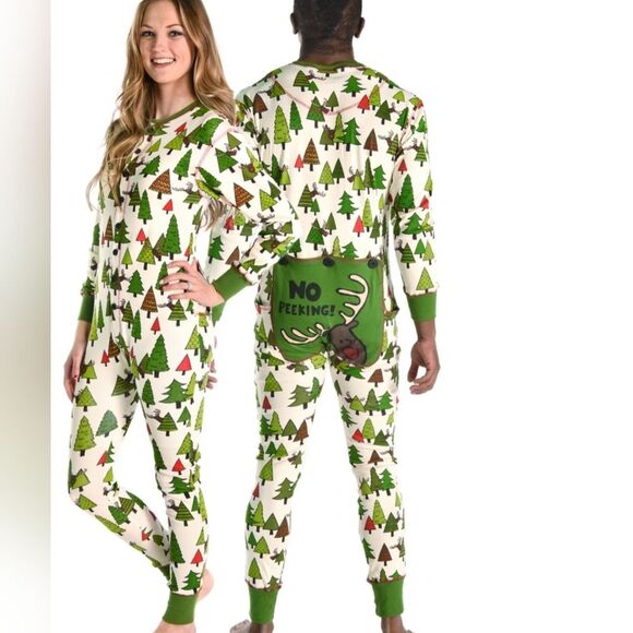 Lazy One No Peeking Flapjack Button Front One Piece Reindeer Christmas Pajamas - Picture 1 of 15